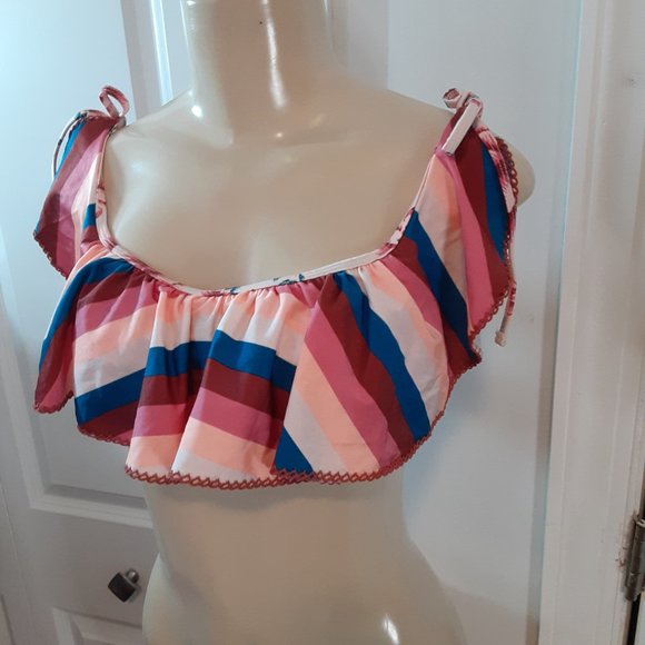 NWOT No Boundaries Juniors' Spring Bouquet Flounce Swimsuit Bikini Top - Picture 7 of 13